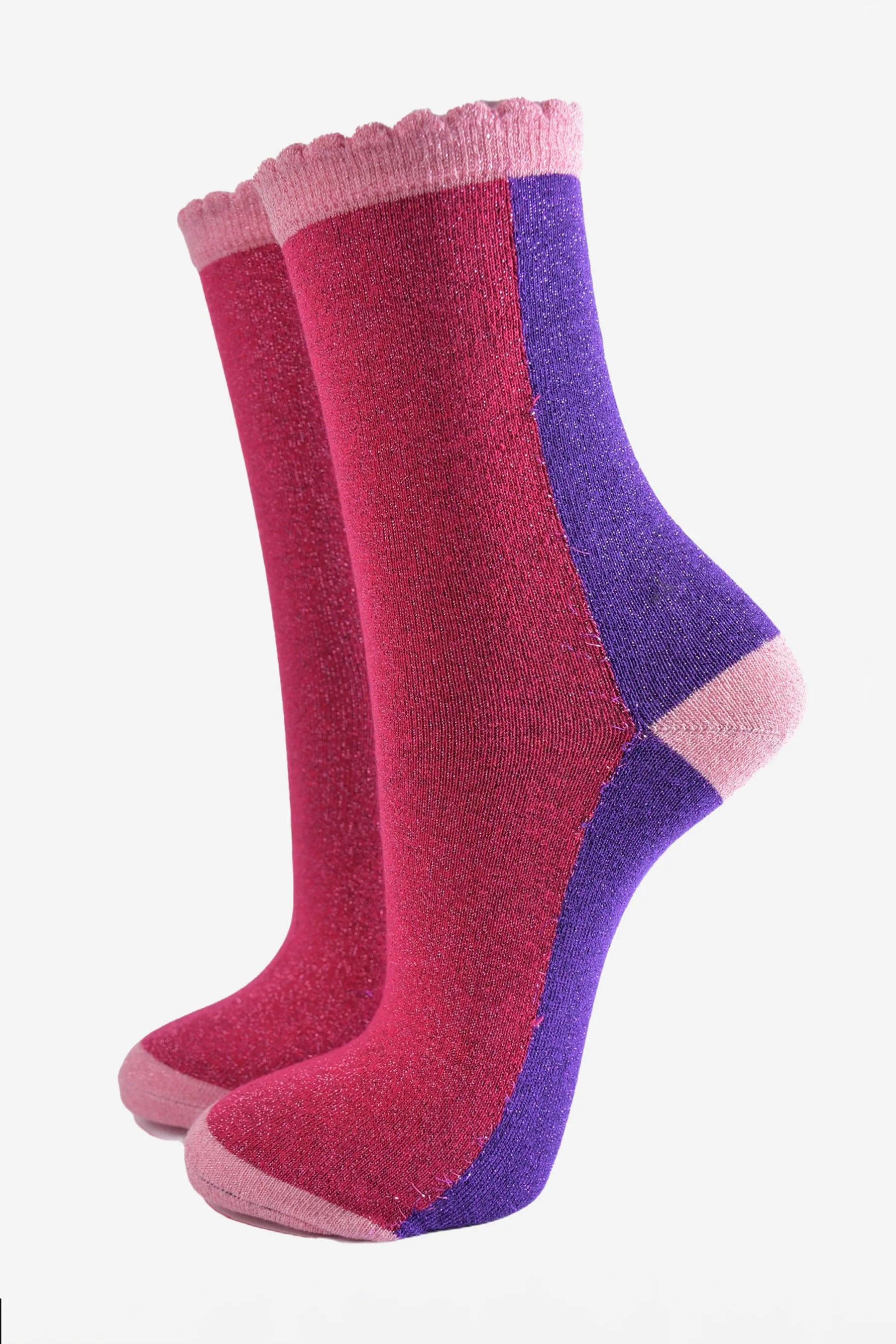 Pink/Purple All Over Glitter Socks