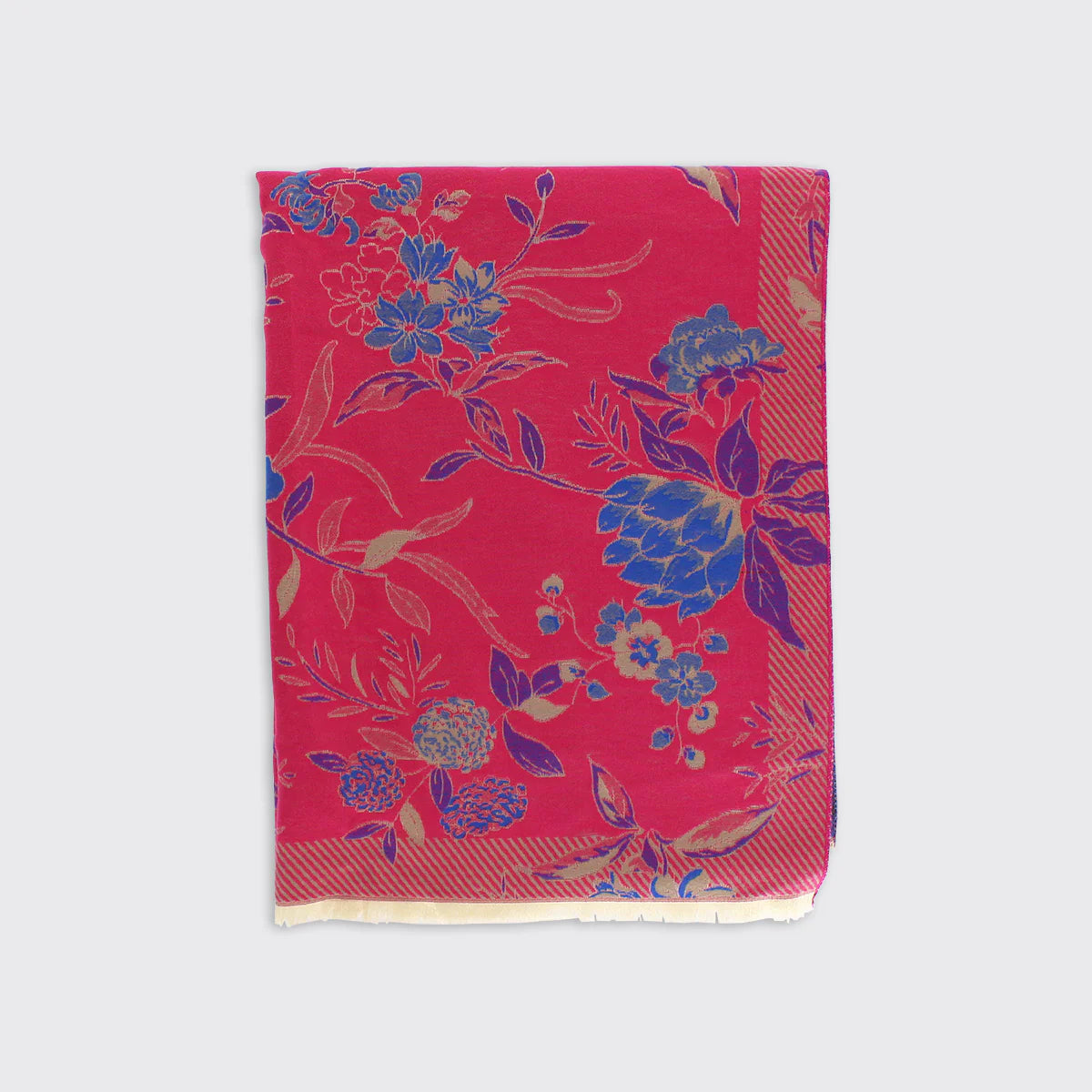 Pippa Woven Floral Scarf - Cerise/Blue