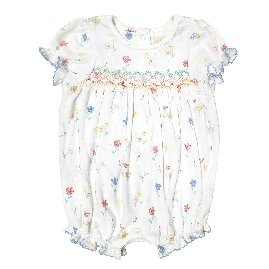 Albetta - Poppy Print Hand Smocked Vest 6-12M