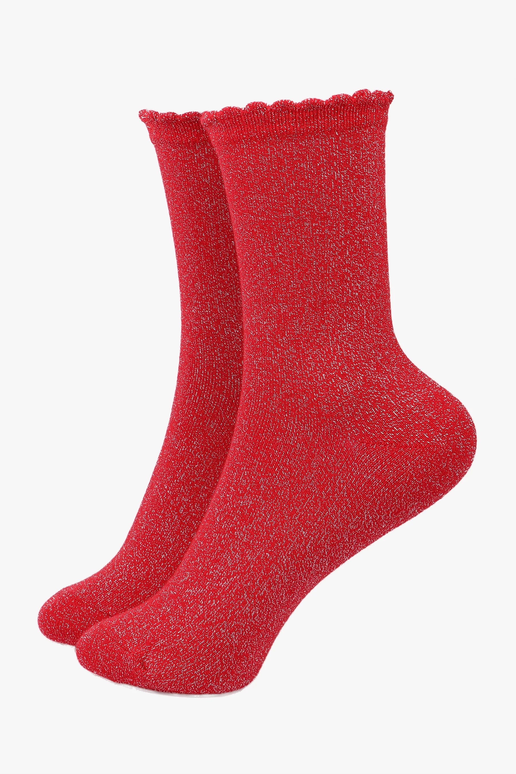 Bright Red Glitter Womens Socks