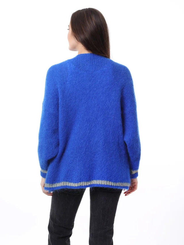 Mohair Lurex Trim Cardigan