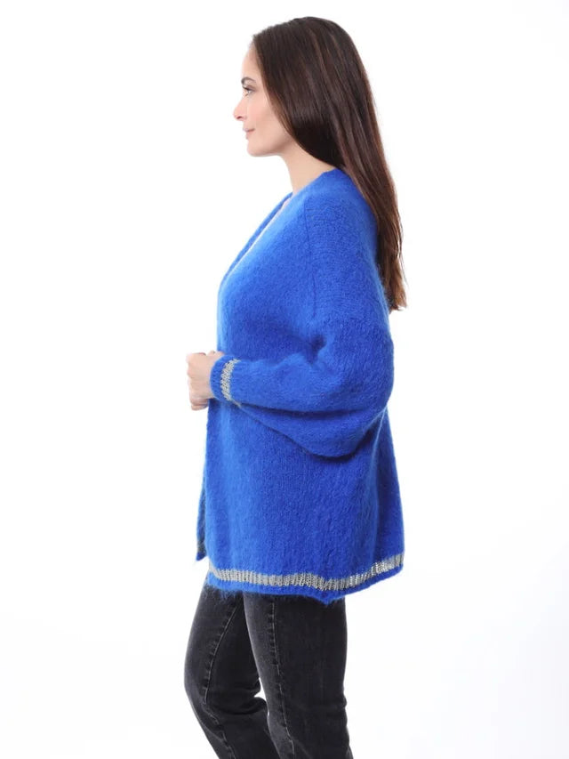 Mohair Lurex Trim Cardigan