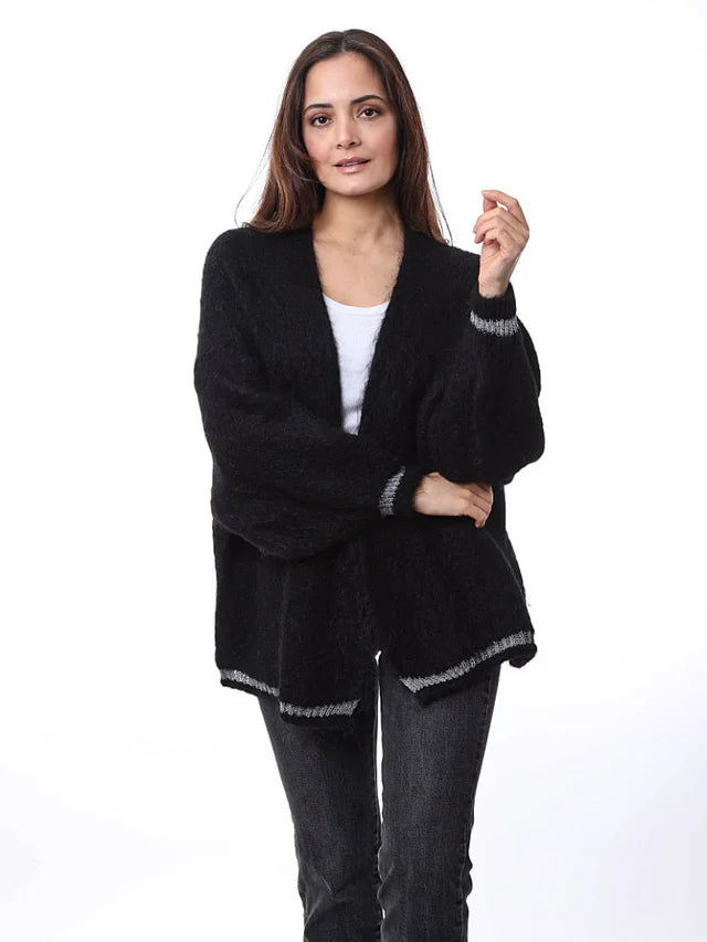 Mohair Lurex Trim Cardigan