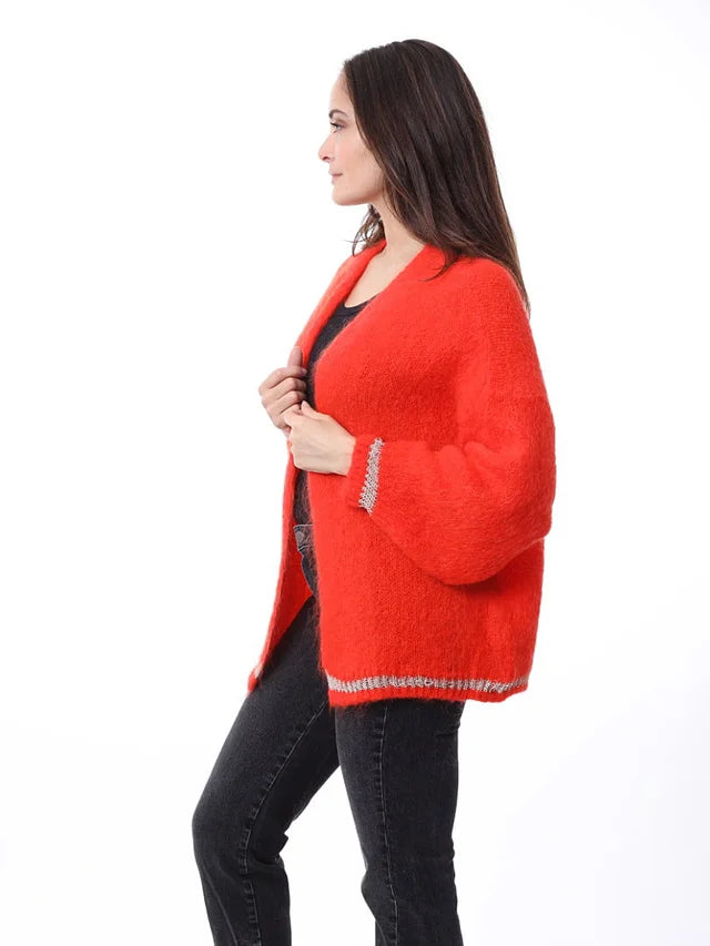 Mohair Lurex Trim Cardigan