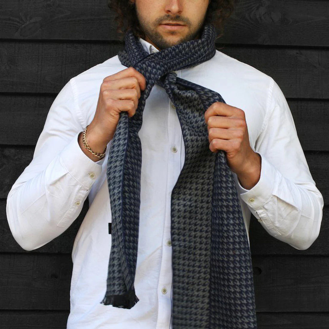 Swole Panda - Blue/Grey Houndstooth Bamboo Scarf