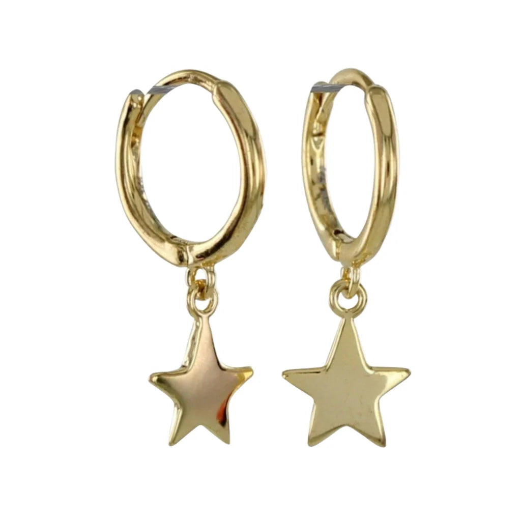 Sleepy Star Hoop Earrings - Gold