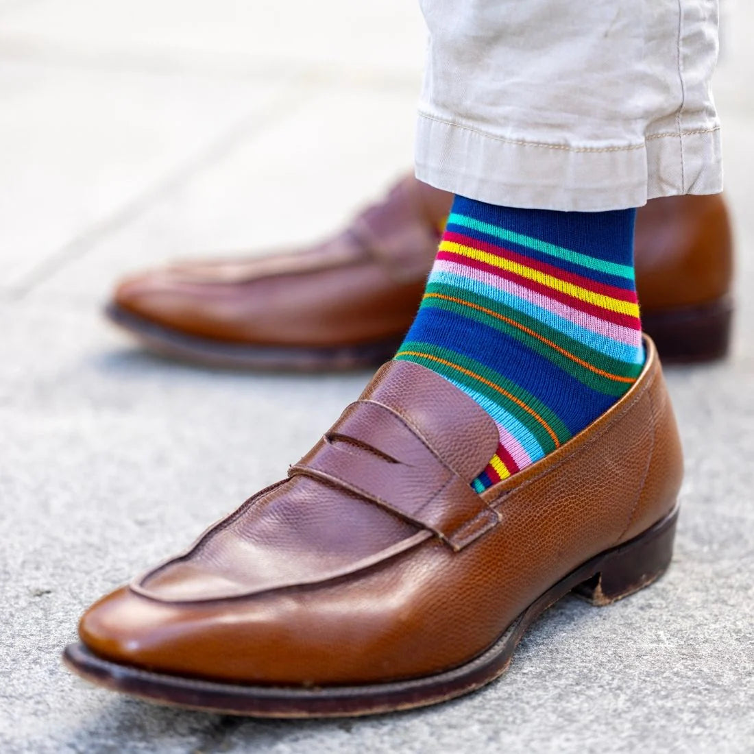 Navy Multi Striped Bamboo Socks