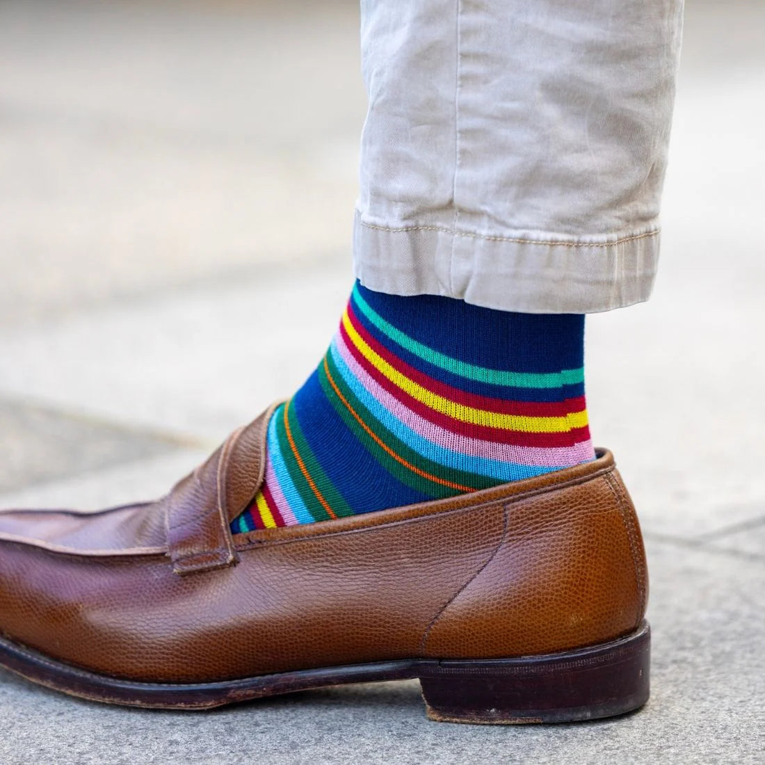 Navy Multi Striped Bamboo Socks