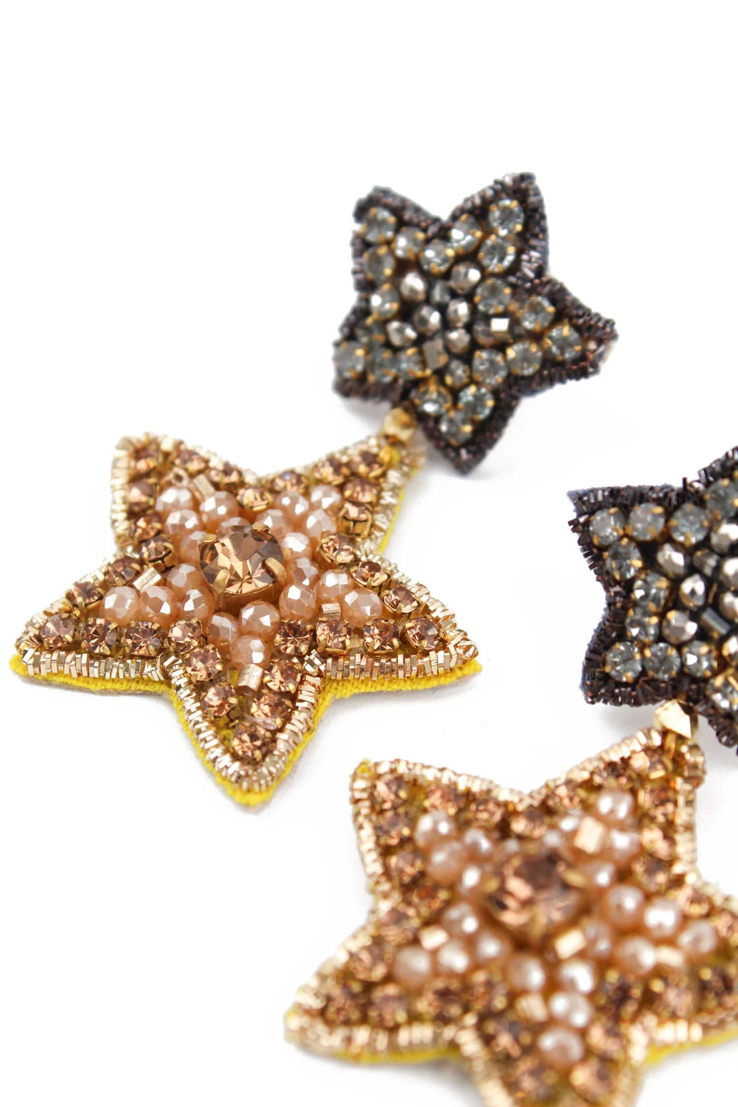 Gunmetal and Gold Star Earrings