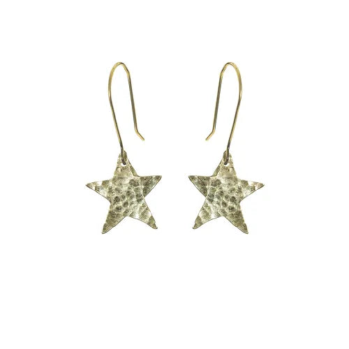 Hammered Star Gold Earrings