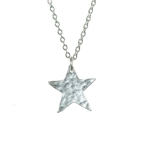 Hammered Star Silver Pendant