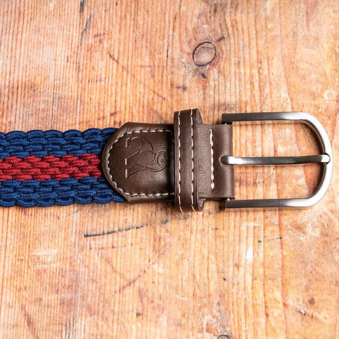 Blue / Burgundy Stripe Woven Belt - L