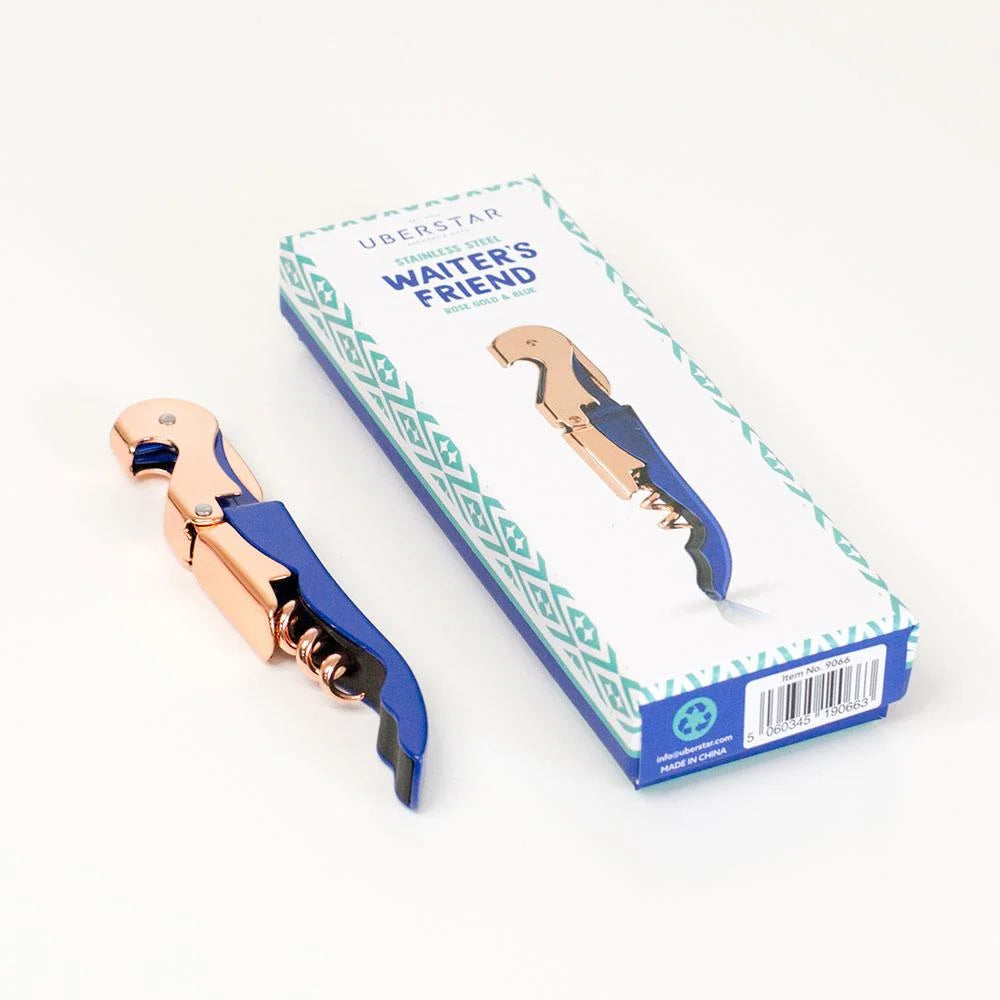 Waiters Friend Corkscrew  - Rose Gold & Blue