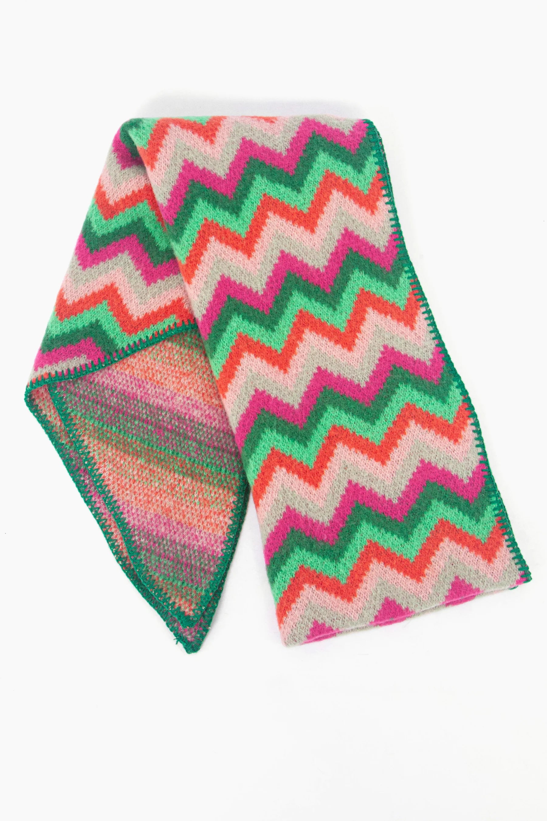 Green/Fuchsia Zigzag Scarf