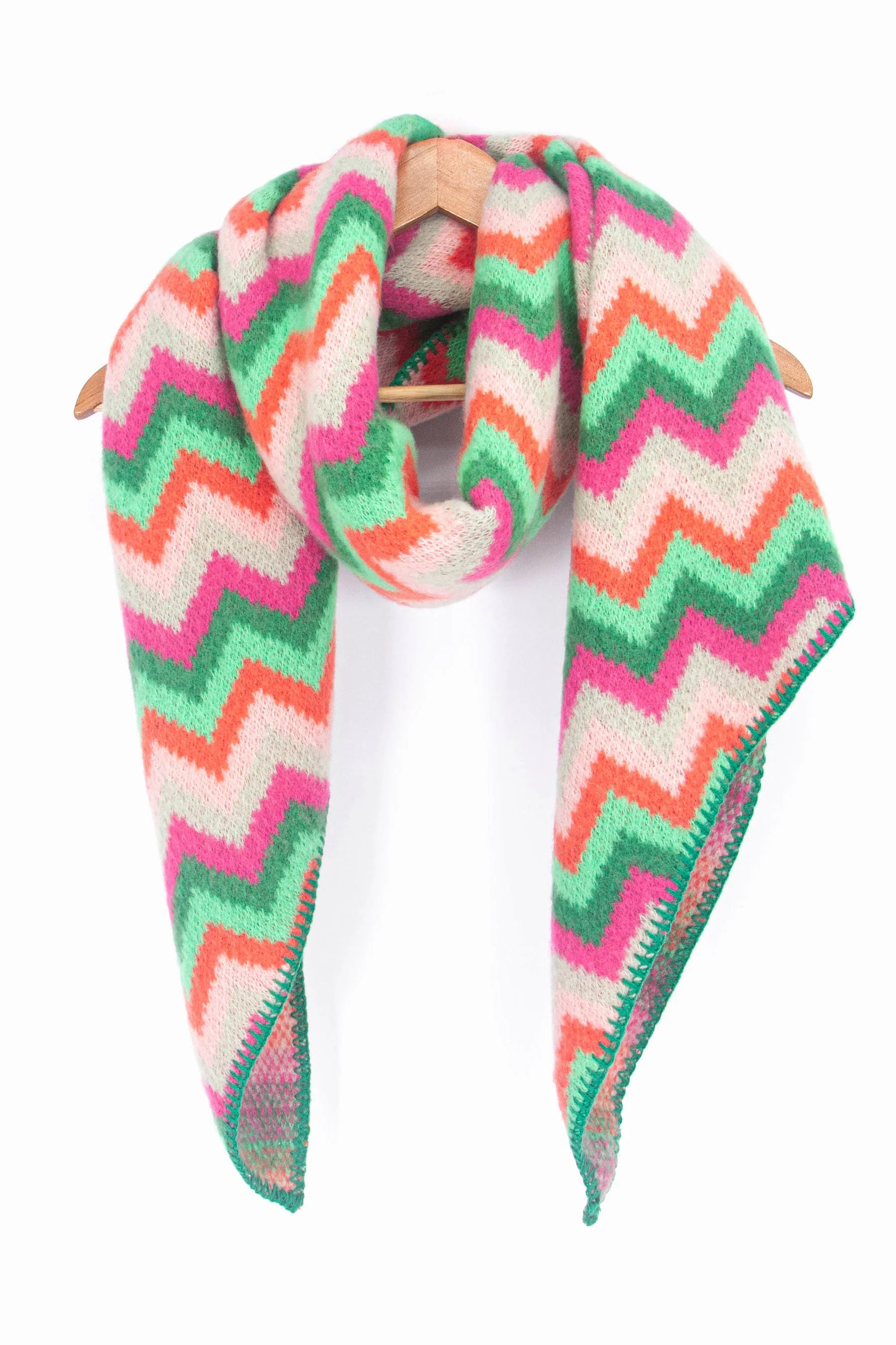 Green/Fuchsia Zigzag Scarf