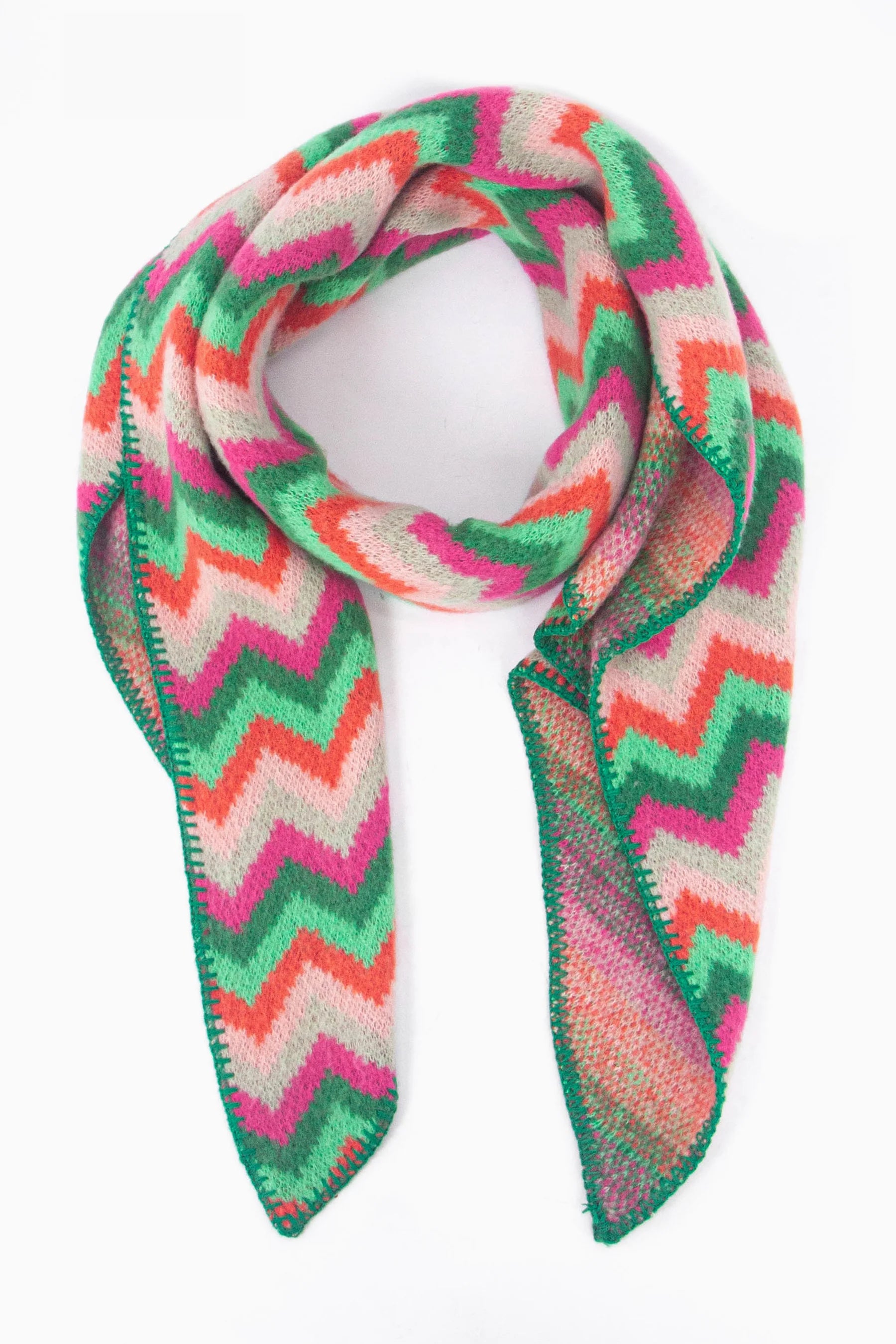 Green/Fuchsia Zigzag Scarf