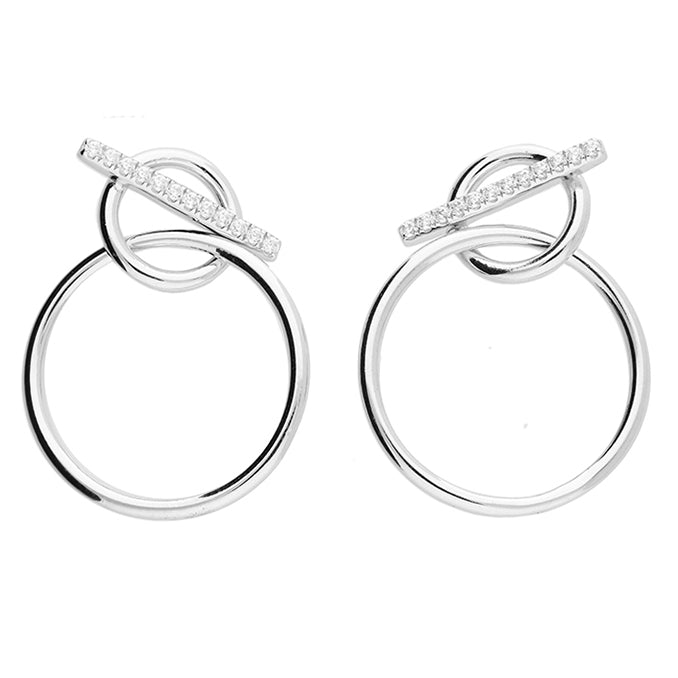 T Bar stud with Circle Drop Earring