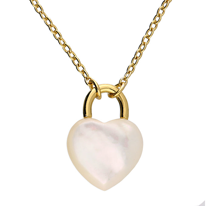 Gold Plated Sterling Silver MOP Heart Necklace